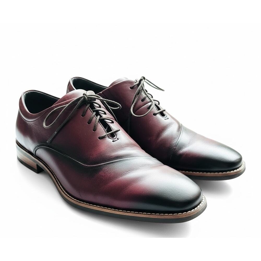 Thomas & Vine Men’s Size 11.5 Odin Plain Toe Oxford Burgundy Shoe Bordeaux